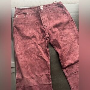 Womens‎ Suede Washable Vintage Leather Pants – Purple Size 12 Western Retro